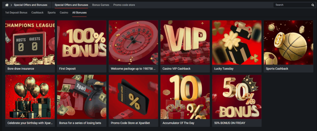 Bonuses and Rewards for Existing Customers of bonus Xparibet