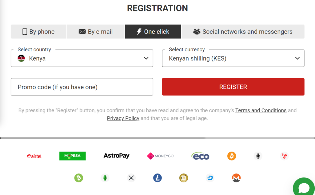 Xparibet registration One-Click